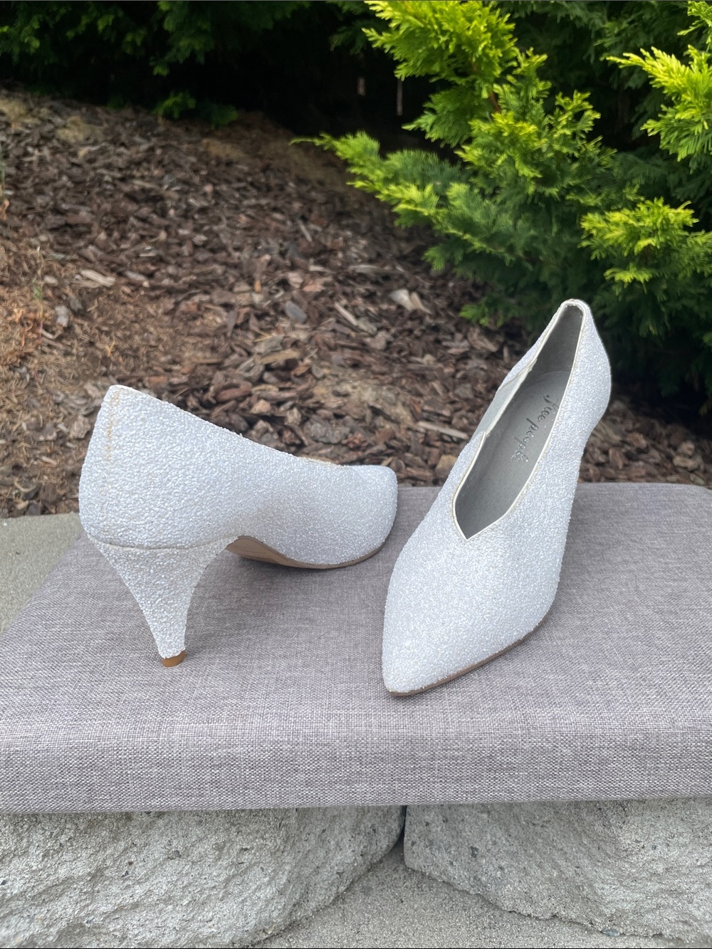 Free People Sparkling Silver Pointed-Toe Heels